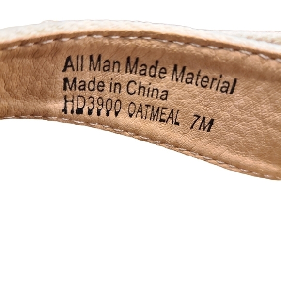 Jute Natural Open-front Sandals with Front Zipper and Wedge Heel, Size 7 - Picture 16 of 16